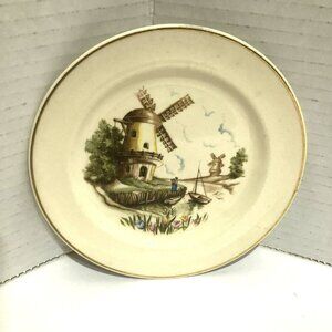 Windmill Camwood Collectible Plate Universal Cambridge 22 Carat Gold 6.25"